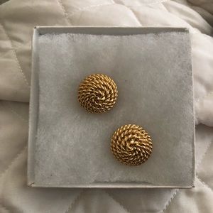 Gold Braided Earrings Pierced Designer
